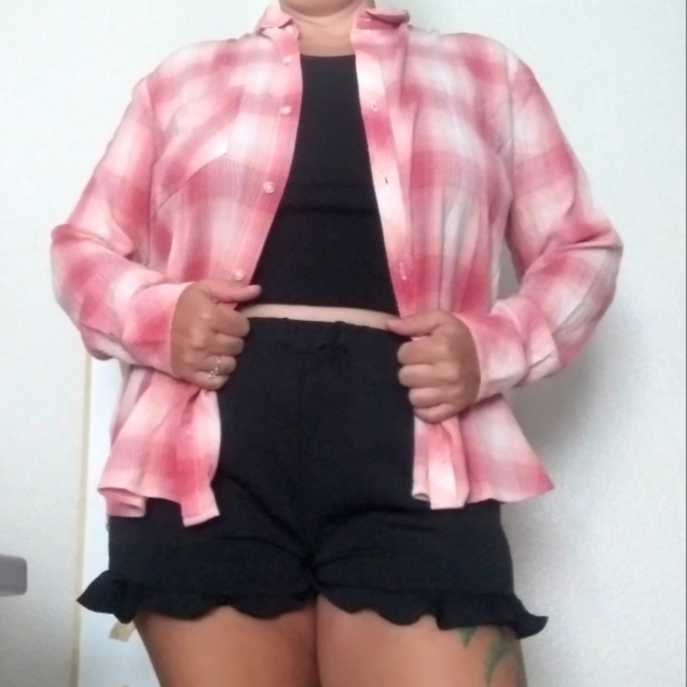 NWT Sonoma Pink Plaid Everyday Shirt Size Large School Teacher Cowgirl
